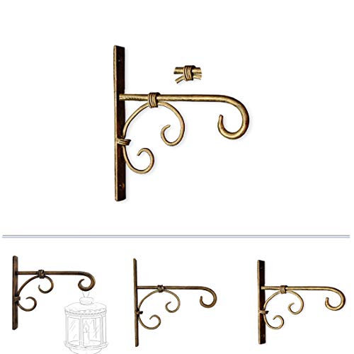 Decorlay Metal Golden Wall Hanging Plant Holder | Wall Hanger Bird Feeder Home Decor Items Hanging Baskets for Room Decor | Size: 7 x 1 x 7.5 inches | Set of 3 - Image 3