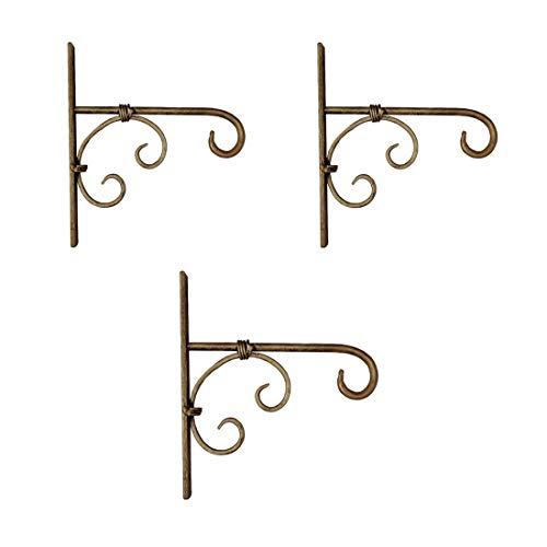 Decorlay Metal Golden Wall Hanging Plant Holder | Wall Hanger Bird Feeder Home Decor Items Hanging Baskets for Room Decor | Size: 7 x 1 x 7.5 inches | Set of 3 - Image 1