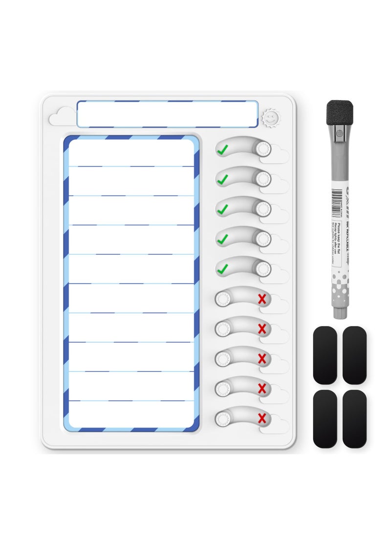 SYOSI - Erasable Chore Chart for Kids Multiple Kids Chore Board ADHD Tools for Kids to Do List Routine Checklist Task Planning Board with Magnetic Stickers and Markers with 10 Sliders - Image 1