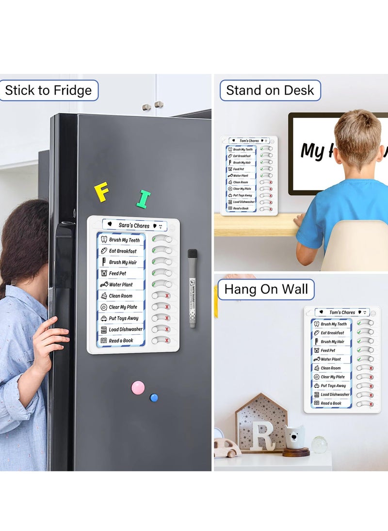 SYOSI - Erasable Chore Chart for Kids Multiple Kids Chore Board ADHD Tools for Kids to Do List Routine Checklist Task Planning Board with Magnetic Stickers and Markers with 10 Sliders - Image 1