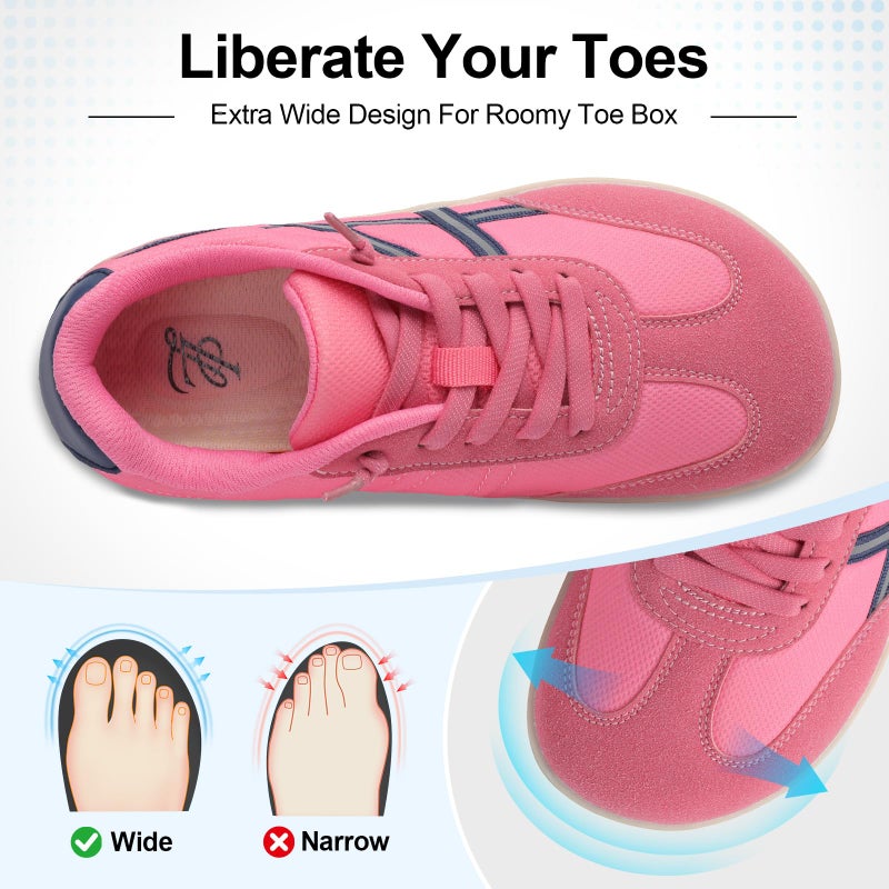 LeIsfIt Women's Barefoot Slip-On Sneakers Wide Toe Box Breathable Comfort Shoes for Tennis Walking & Everyday Hot Pink Size 9 - Image 3