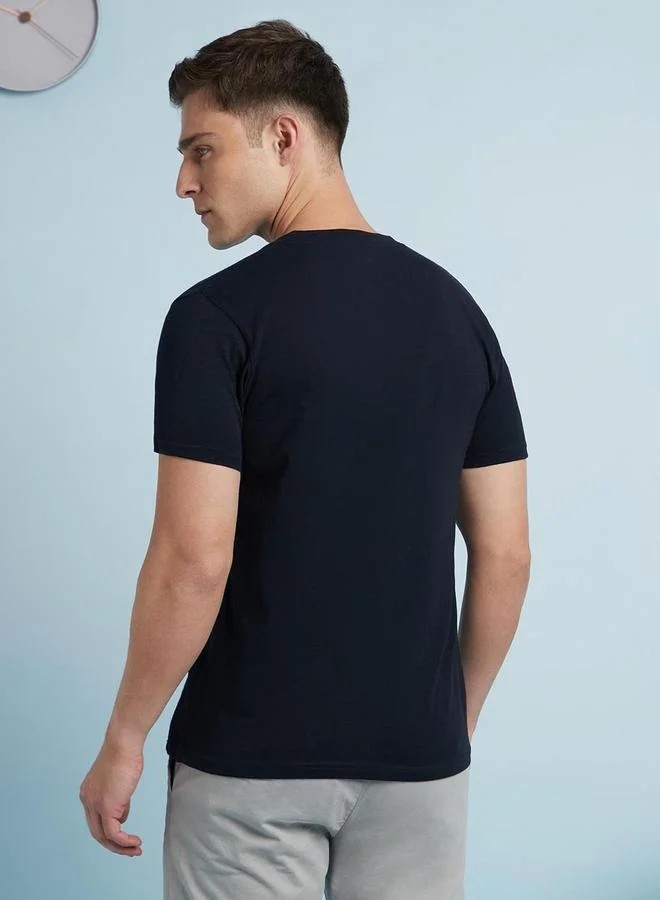 Dennis Lingo Dennis lingo Buttoned Round Neck Pure Cotton T-Shirt