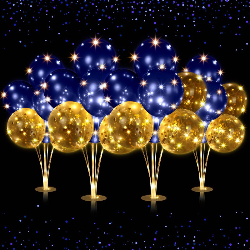 Junkin 4 Set Table Balloon Stand Kit with Lights Balloons Holders Centerpieces for Table Light up Tabletop Centerpieces for Wedding Birthday Bridal Shower Baby Shower GraduationNavy Blue - Image 3