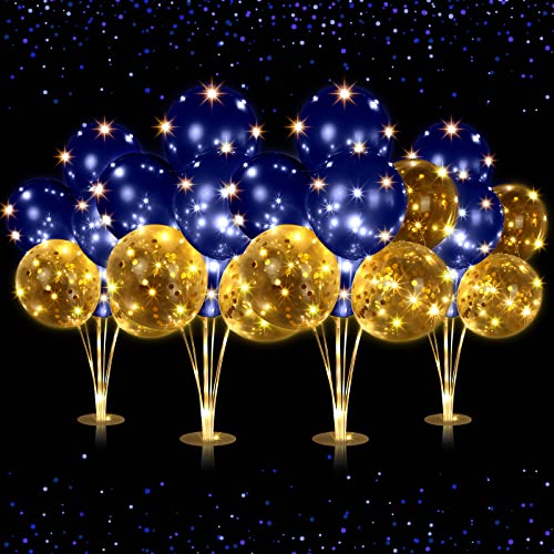 Junkin 4 Set Table Balloon Stand Kit with Lights Balloons Holders Centerpieces for Table Light up Tabletop Centerpieces for Wedding Birthday Bridal Shower Baby Shower GraduationNavy Blue - Image 1