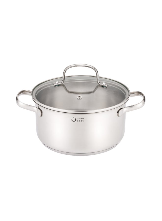 ايست من نون طقم قدور طهي من الستانلس ستيل مكون من 9 قطع - قاعدة ثلاثية الطبقات, قدر صلصة 14 سم, قدر بغطاء 16 سم, قدر منخفض بغطاء 20 سم, قدر بغطاء مقاس 20 - 24 سم, متوافق مع مواقد الحث الحراري، وآمن للاستخدام في غسالة الصحون - Image 4