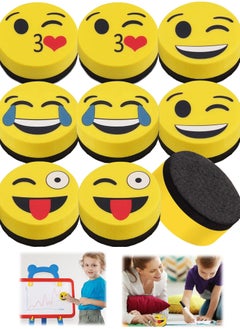Beauenty Magnetic Dry Erase Erasers 8 Pack Smiley Design for Classroom Office Home Use Essential Teacher Supplies  - Image 1