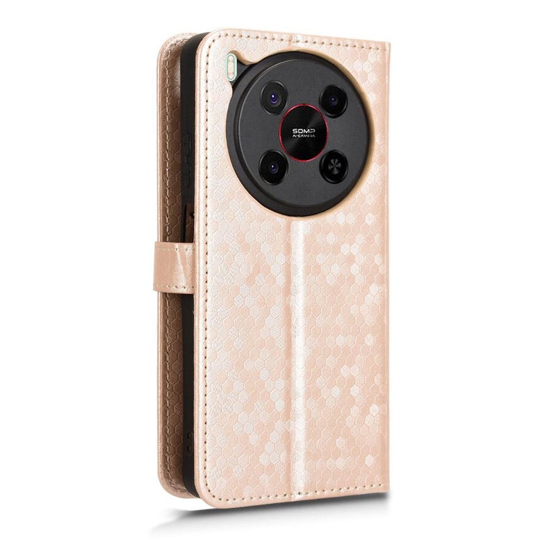 HuHa Case Cover For ZTE Blade V70 Max Honeycomb Dot Texture Leather Phone Case(Gold) - Image 3