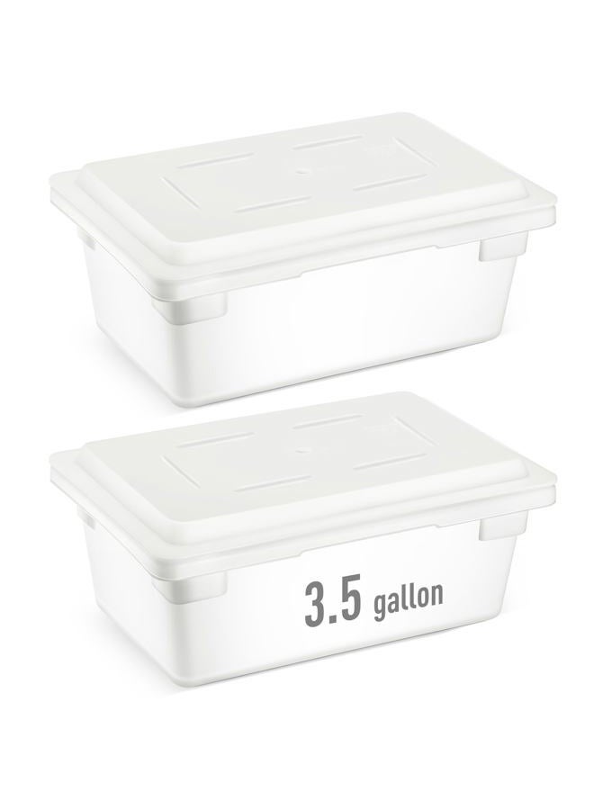 Barydat 2 Pack Food Storage Box Tote, Freezer and Dishwasher Safe Commercial Food Storage Containers, Storage Bins with Lids for Fruits Vegetables Grains Home Organization, White (3.5 Gallon) - Image 1