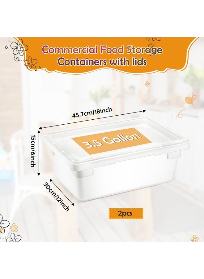 Barydat 2 Pack Food Storage Box Tote, Freezer and Dishwasher Safe Commercial Food Storage Containers, Storage Bins with Lids for Fruits Vegetables Grains Home Organization, White (3.5 Gallon) - Image 2