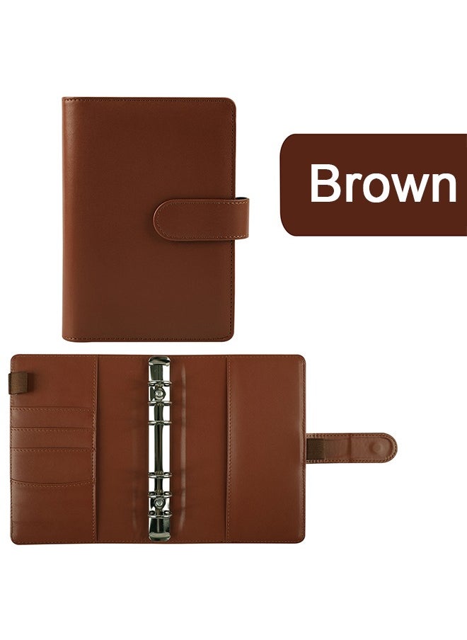 Generic - Budget Binder Cash Envelopes for Budgeting Money Organizer for Cash Money Envelopes for Cash Leather A6 Budget Binder with Zipper envelopes (Brown) - Image 1