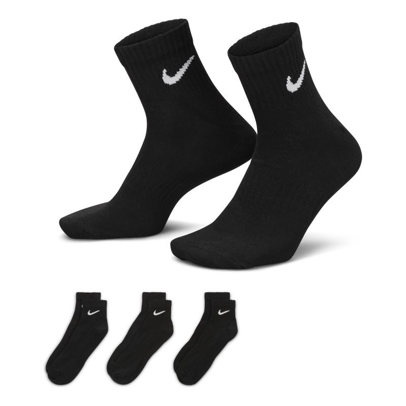 Nike Everyday Lightweight Mid Tops Sports Training Socks Unisex Black - Image 1