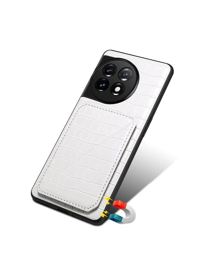 دينيور جراب خلفي لهاتف OnePlus 11 5G مصنوع من جلد التمساح الصناعي مع حامل - Image 5