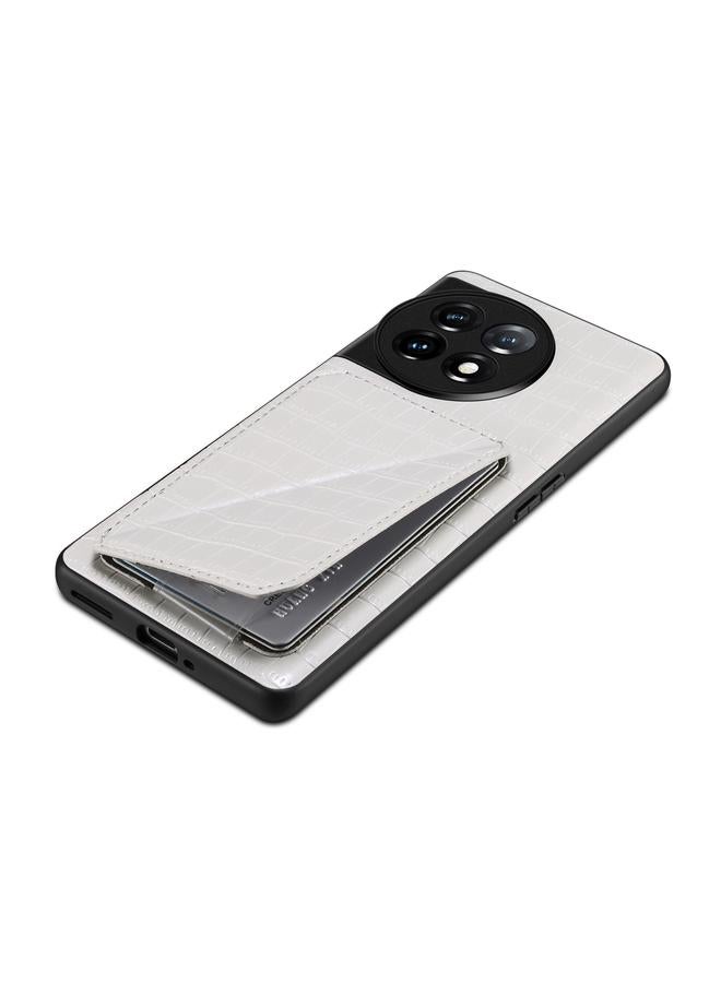 دينيور جراب خلفي لهاتف OnePlus 11 5G مصنوع من جلد التمساح الصناعي مع حامل - Image 4