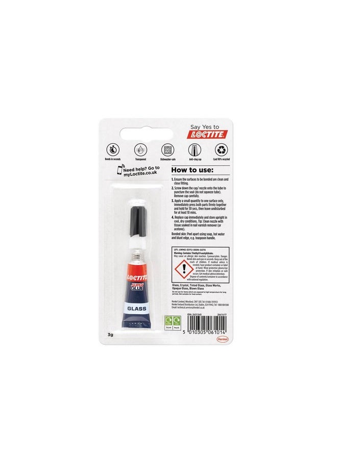 Loctite Loctite Glass Bond, glue for bond glass to glass, glass to metal, stained glass, crystal and tinted glass, dishwasher safe,Clear Super Glue for Glass,Acrylic,Crystal,DIY Craft,Mirror,Window,3g  - Image 3