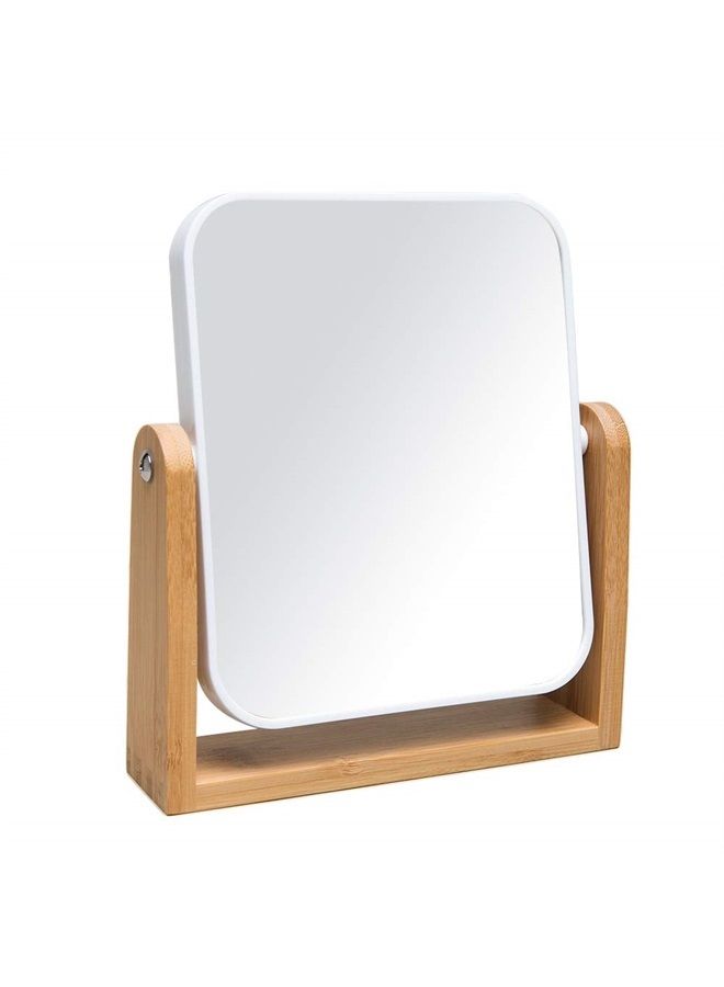 YEAKE Vanity Makeup Mirror with Natural Bamboo Stand,8 Inch 1X/3X Magnification Double Sided 360 Degree Swivel Magnifying Mirror,Portable Table Desk Countertop Mirror Bathroom Shaving Make Up Mirror - Image 1