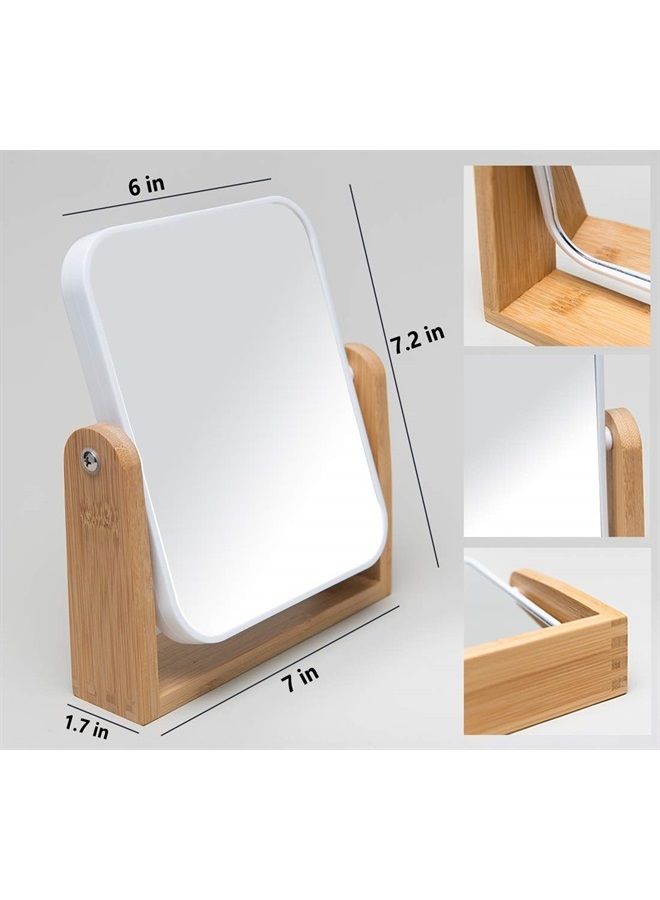 YEAKE Vanity Makeup Mirror with Natural Bamboo Stand,8 Inch 1X/3X Magnification Double Sided 360 Degree Swivel Magnifying Mirror,Portable Table Desk Countertop Mirror Bathroom Shaving Make Up Mirror - Image 3