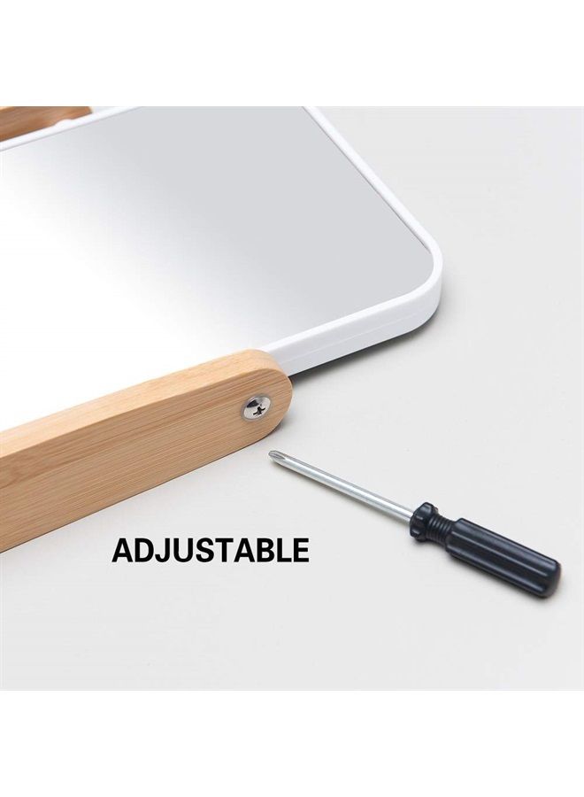 YEAKE Vanity Makeup Mirror with Natural Bamboo Stand,8 Inch 1X/3X Magnification Double Sided 360 Degree Swivel Magnifying Mirror,Portable Table Desk Countertop Mirror Bathroom Shaving Make Up Mirror - Image 5