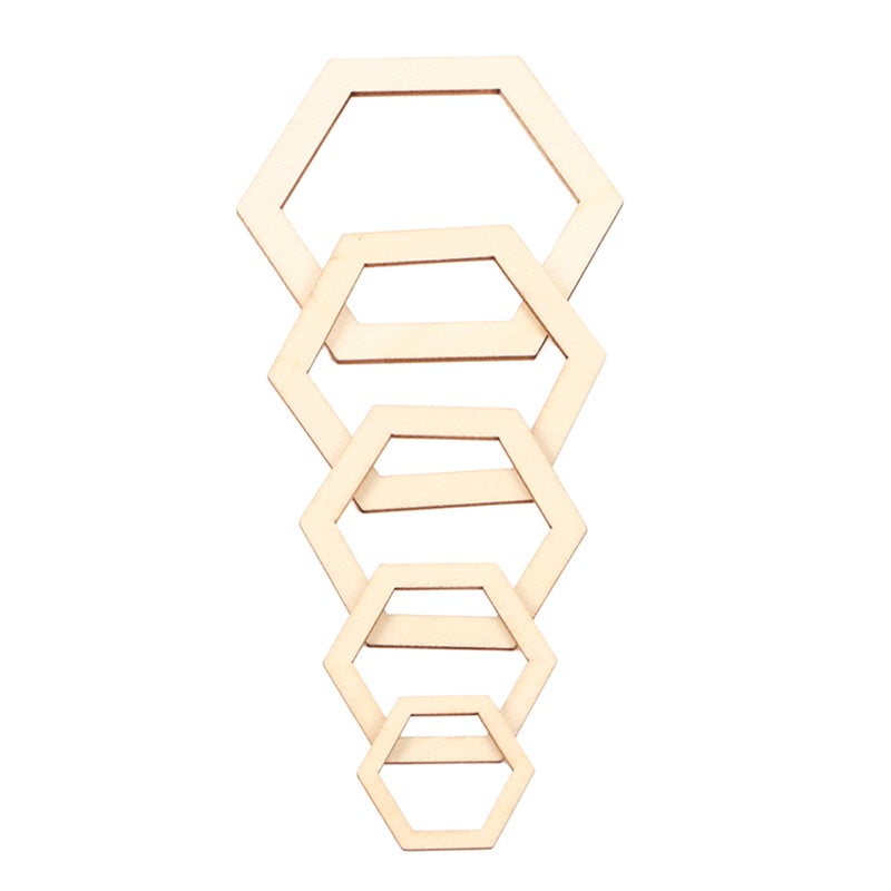 205Pcs Hexagonal Wooden Cutouts 5 Sizes Light Durable Odourless Blank Wood Pieces for Decoration DIY Craft - Image 3