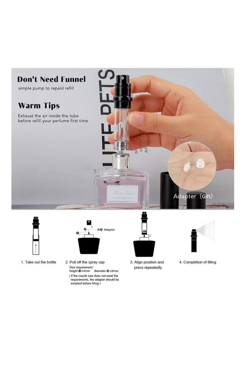 2PCS 5ml Perfume Travel Refillable Bottle ,Bottom-Filling Fragrances Perfume Atomizer ,Mini Empty Spray Bottle ,Travel Perfume, Pocket Travel Toiletries ,Holiday Travel Essentials ,Empty Mini Cologne Dispenser,Pocket Atomiser,Silver & Gold - Image 5