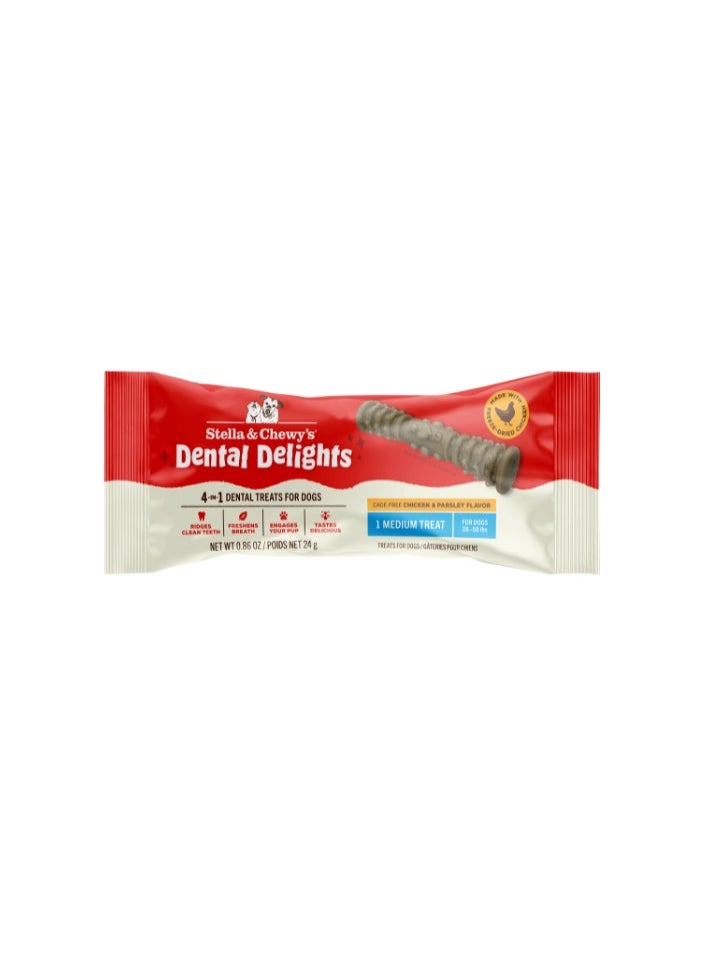 Stella & Chewys Stella & Chewys Dental Delights Medium 1 ct, Stella & Chewys dental treat, best dental treat, dog dental treat, freeze dried chicken treat, dog treat, dental treats for dogs, dog treat for bad breath, dog breath treat, health  - Image 1
