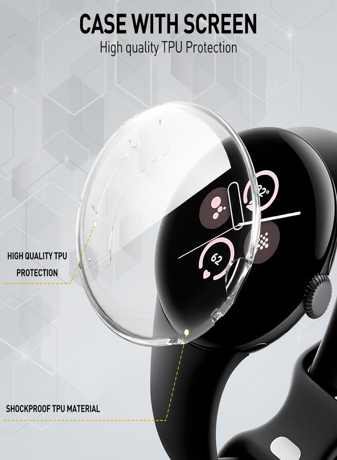 Suoman حافظة واقية من الخدوش Suoman 3-Pack لساعات Google Pixel Watch 3/2/1 بحجم 41 مم، [مضادة للخدوش] غلاف واقي ناعم TPU من جميع الجهات - شفاف + شفاف + شفاف - Image 5