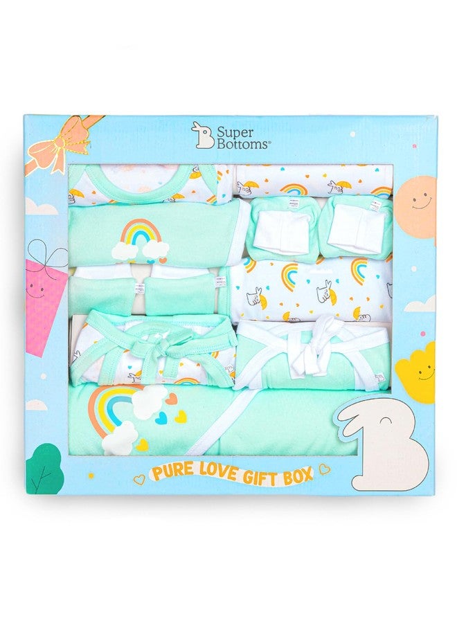 SuperBottoms New Born Baby Gifts - 11 Pieces | 0-6 Months Baby Products All New Born Combo | Kids Cotton Solid Clothing Gift Set Combo - Langot, Romper, Swaddle, Washcloth, Cap, Mittens, Bib, Booties. - Image 2