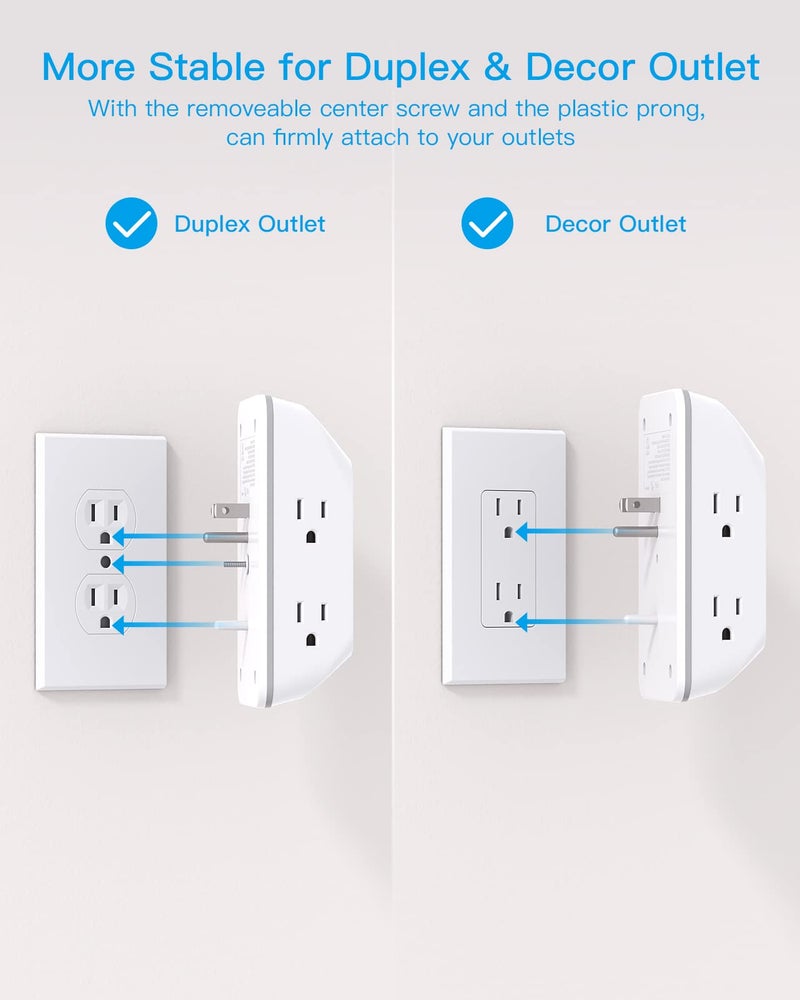 HANYCONY Outlet Extender with Night Light, Multi Plug Outlet, USB Wall Charger Surge Protector 4 USB Charging Port(1USB C), Power Strip Electrical Outlet Splitter Expander for Home Office Dorm Room ETL Listed - Image 5
