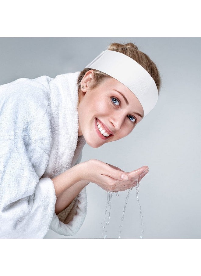 Waydress Waydress 140 Pieces Disposable Spa Facial Headbands with Convenient Closure, White Stretch Facial Headwraps Soft Skin Care Hair Band for Women Salons  - Image 5