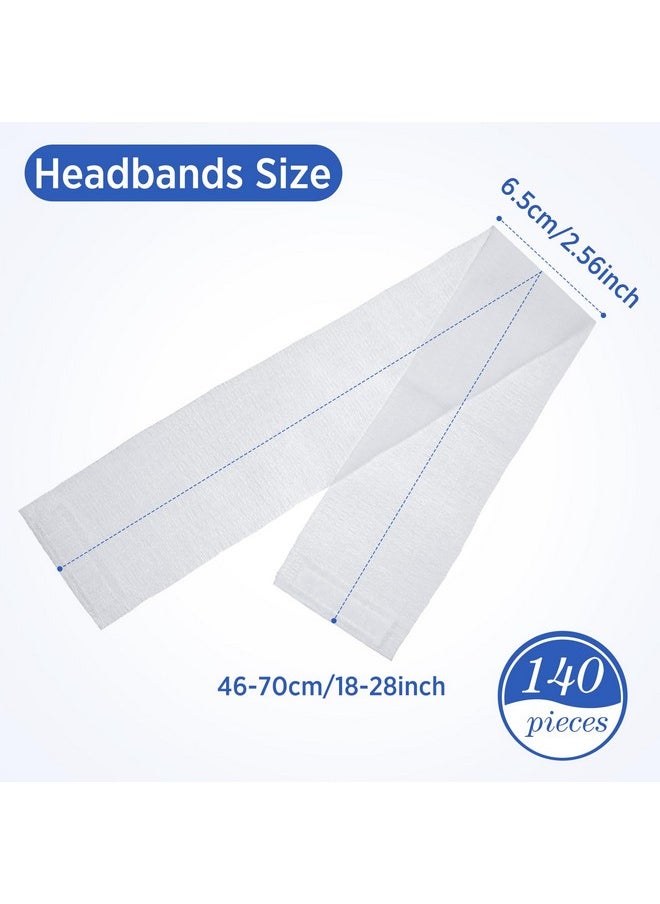 Waydress Waydress 140 Pieces Disposable Spa Facial Headbands with Convenient Closure, White Stretch Facial Headwraps Soft Skin Care Hair Band for Women Salons  - Image 2