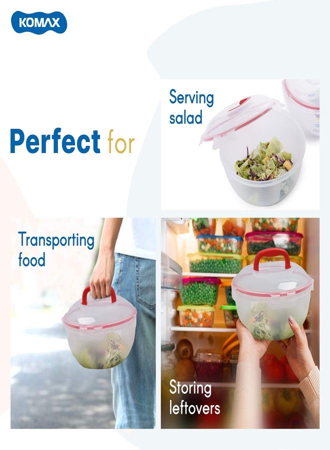 Komax Biokips Set of 2 Large Salad Bowls with Lids - 4.2 Qt Airtight Plastic Food Storage Containers - BPA-Free Salad Bowl with Lid that Locks - Microwave & Dishwasher Safe Salad Mixing Bowls - Image 4