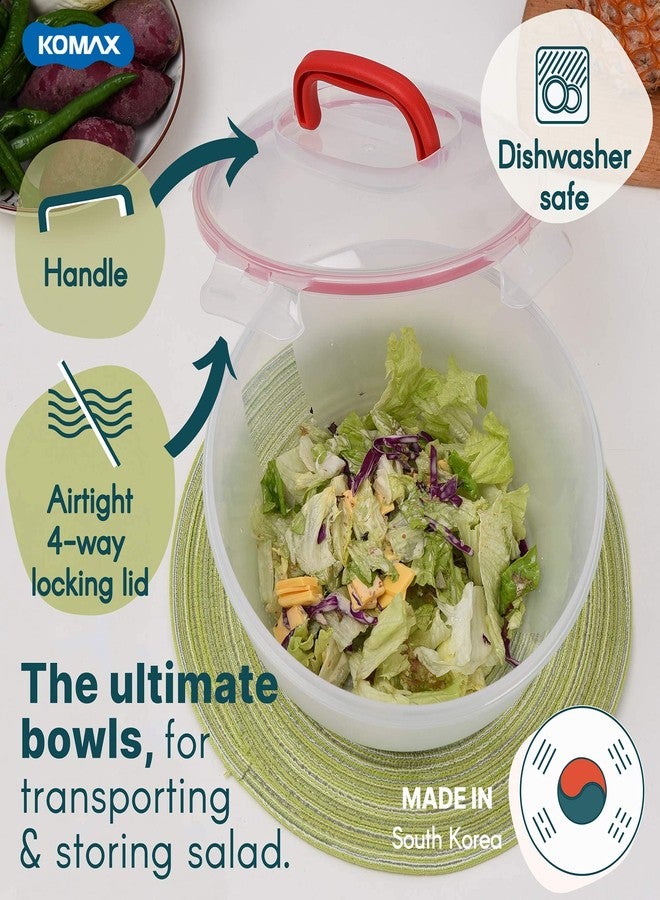 Komax Biokips Set of 2 Large Salad Bowls with Lids - 4.2 Qt Airtight Plastic Food Storage Containers - BPA-Free Salad Bowl with Lid that Locks - Microwave & Dishwasher Safe Salad Mixing Bowls - Image 5