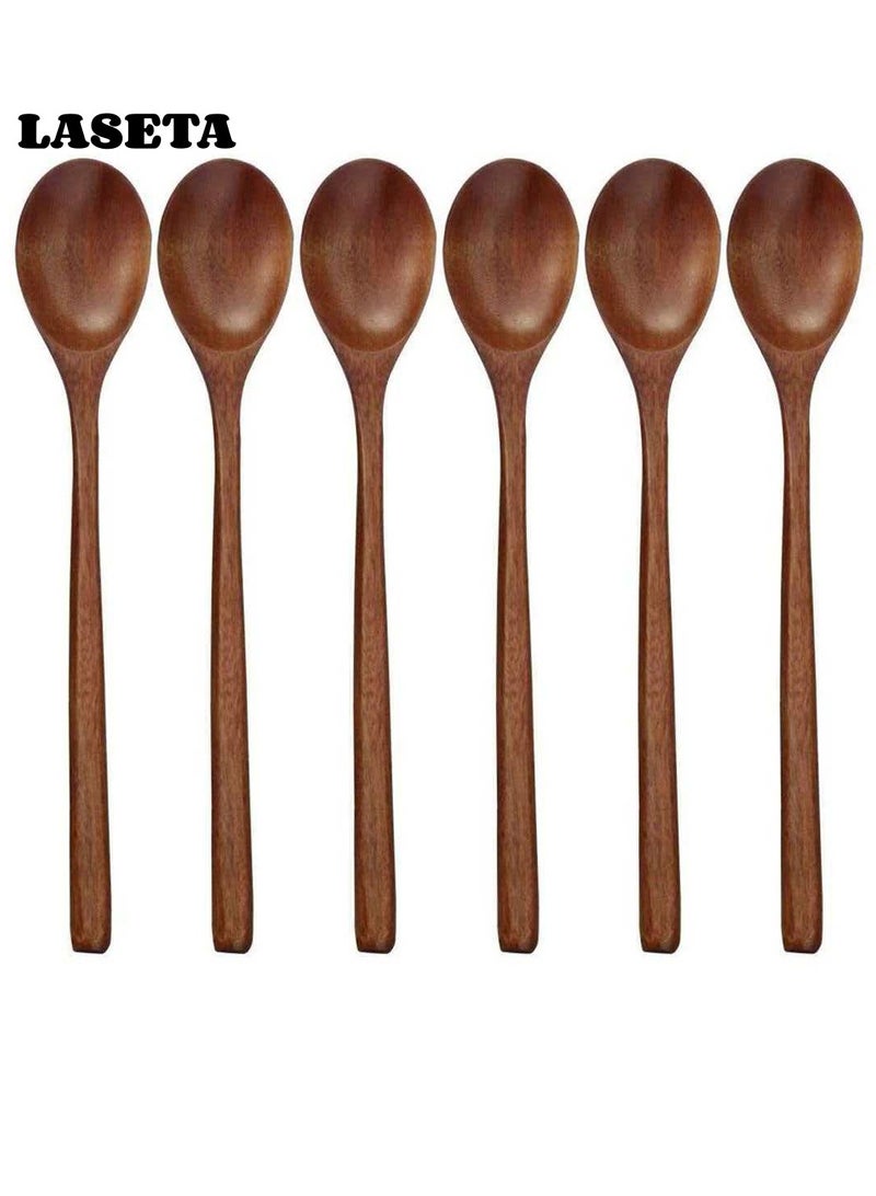 Laseta Set Of 6 Wooden Spoons Coffee 9inch - Image 1