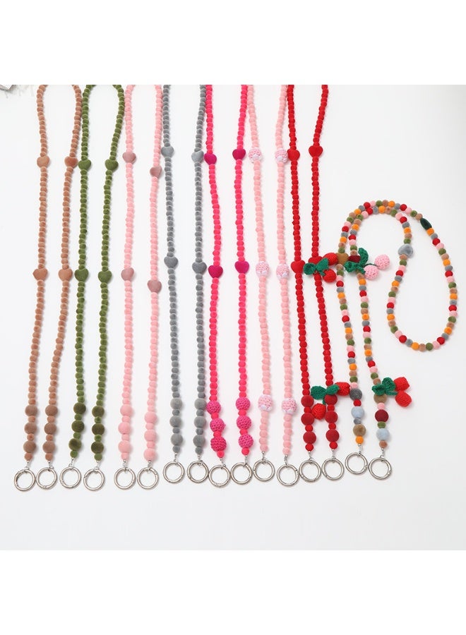 NIBEMINENT Phone Charm/ Chain Strap for Women Girls, Fluffy Heart Cell Phone Case Lanyard Wrist Strap - Image 2