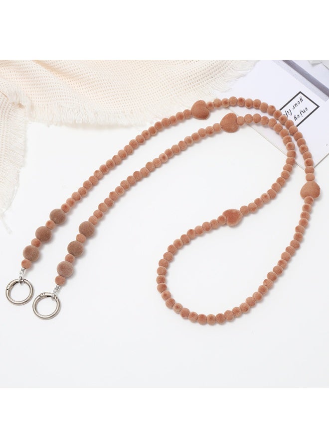 NIBEMINENT Phone Charm/ Chain Strap for Women Girls, Fluffy Heart Cell Phone Case Lanyard Wrist Strap - Image 1