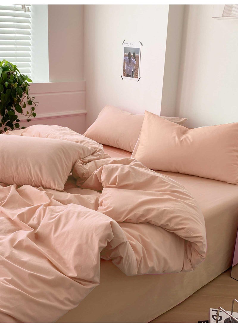 NANKO Nanko Peach Coral King Size Comforter Set  Soft Microfiber Down Alternative Duvet Insert  Modern Farmhouse Neutral Spring Decor Bedding Sets Bed in a Bag for Women Men Teen Girls  104 x 90 inch 3pcs  - Image 4