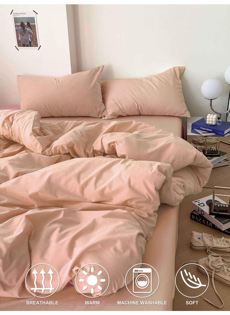 NANKO Nanko Peach Coral King Size Comforter Set  Soft Microfiber Down Alternative Duvet Insert  Modern Farmhouse Neutral Spring Decor Bedding Sets Bed in a Bag for Women Men Teen Girls  104 x 90 inch 3pcs  - Image 3