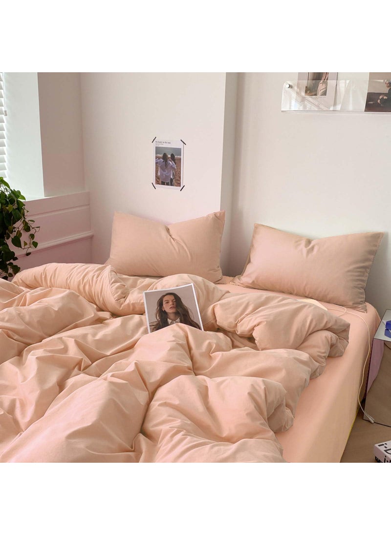 NANKO Nanko Peach Coral King Size Comforter Set  Soft Microfiber Down Alternative Duvet Insert  Modern Farmhouse Neutral Spring Decor Bedding Sets Bed in a Bag for Women Men Teen Girls  104 x 90 inch 3pcs  - Image 1