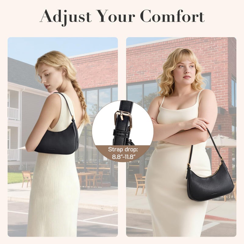 Missnine Purses for Women, Shoulder Bag Small Handbags Vegan Leather Underarm Bags Trendy Hobo Cute Clutch Purse with Adjustable Strap, Black - Image 4