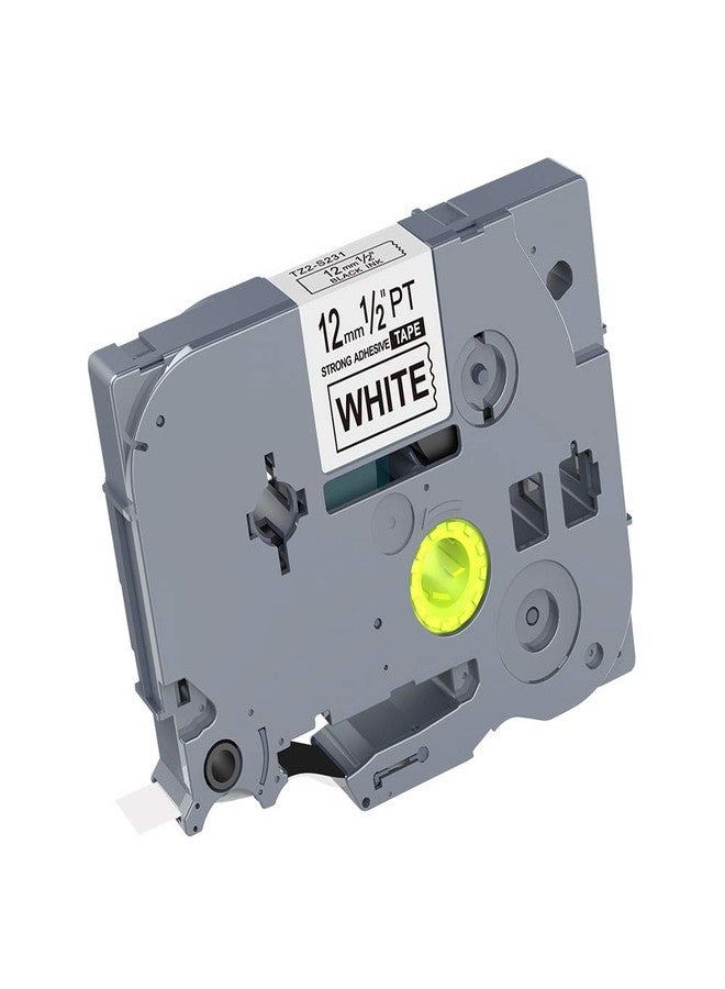 IDIK 1PK Black on White Extra Strength Laminated Label Tape Compatible for Brother P-Touch TZe-S231 TZ S231 Tze S231(12mm x 8m) - Image 1
