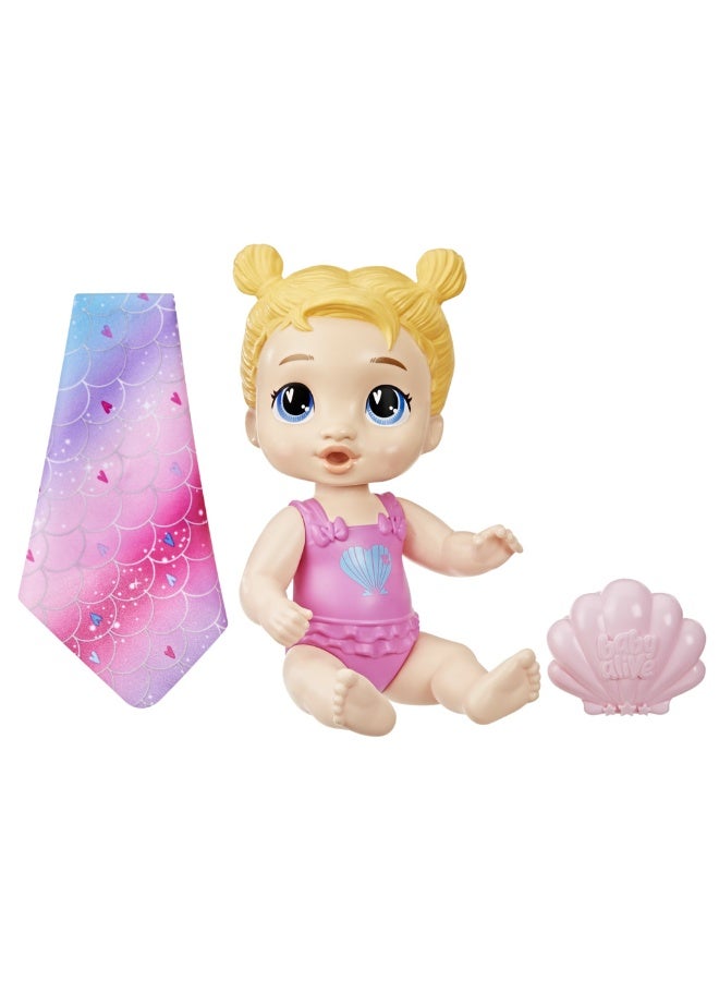 Baby Alive Mermaid Splash Harper Hugs Waterplay Doll, Blonde Hair, 11 Inches, Water Safe Toys for 3 Year Old Girls and Boys & Up - Image 4