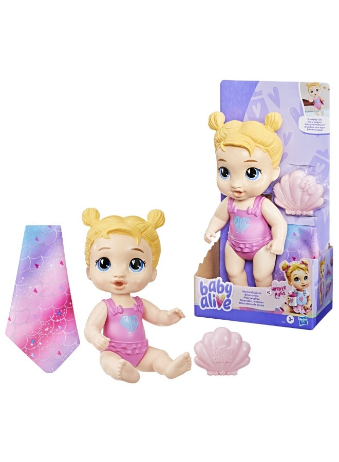 Baby Alive Mermaid Splash Harper Hugs Waterplay Doll, Blonde Hair, 11 Inches, Water Safe Toys for 3 Year Old Girls and Boys & Up - Image 2