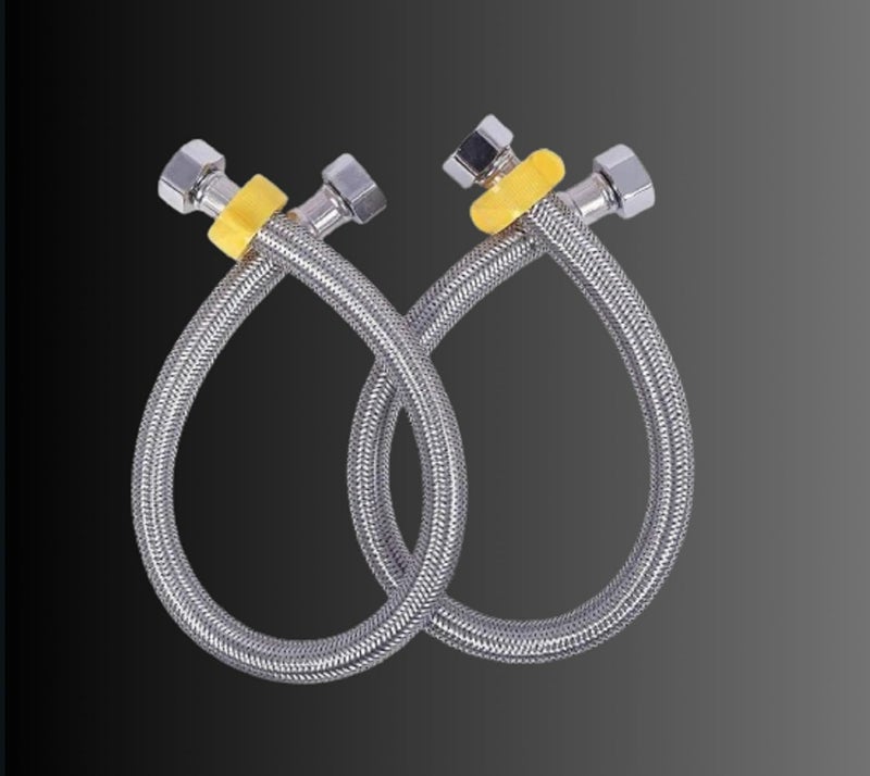 JAGGER أنبوب اتصال من الفولاذ المقاوم للصدأ من الدرجة 304 للغسالة، حوض الغسيل ومقعد المرحاض، تشطيب كروم (العرض - 1/2 بوصة، الطول - 24 بوصة) عبوة من - 2 - Image 1