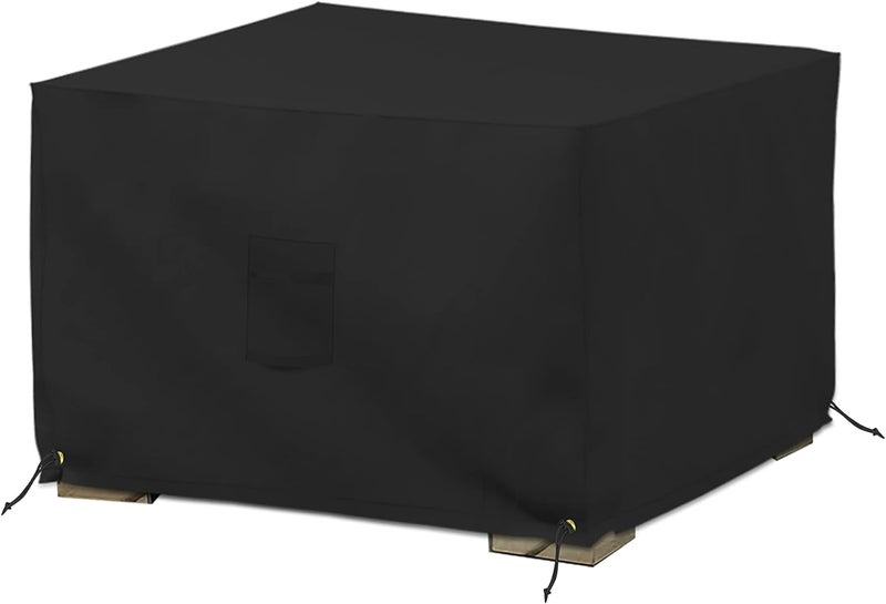 Covers & All Outdoor Ottoman Cover, 12 Oz PVC Coated Polyester, Waterproof Ottoman Slipcover, Square Patio Furniture Covers Suitable for Indoor and Outdoor Use (26" L x 26" W x 18" H, Black) - Image 1