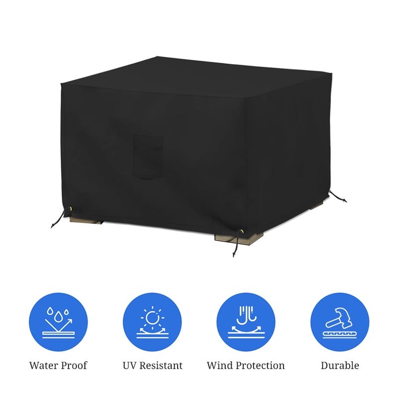 Covers & All Outdoor Ottoman Cover, 12 Oz PVC Coated Polyester, Waterproof Ottoman Slipcover, Square Patio Furniture Covers Suitable for Indoor and Outdoor Use (26" L x 26" W x 18" H, Black) - Image 3