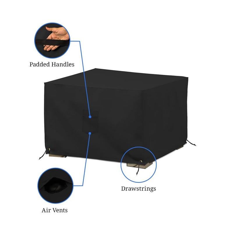 Covers & All Outdoor Ottoman Cover, 12 Oz PVC Coated Polyester, Waterproof Ottoman Slipcover, Square Patio Furniture Covers Suitable for Indoor and Outdoor Use (26" L x 26" W x 18" H, Black) - Image 4