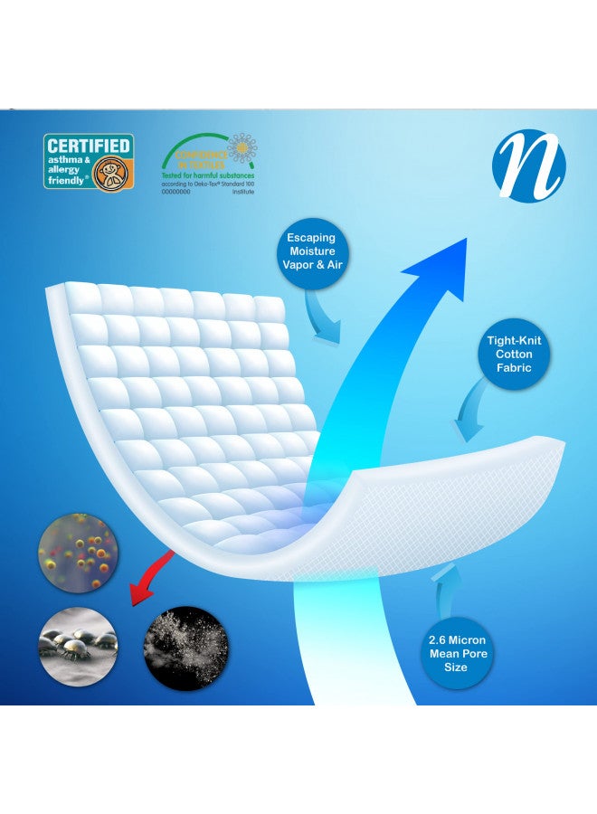 National Allergy National Allergy Superior 100% Cotton California King Mattress Protector Zippered - 73" x 84" x 9" - Hypoallergenic Bed Encasement - Breathable Dust Proof Cover - Oeko-TEX Standard 100 Certified  - Image 3