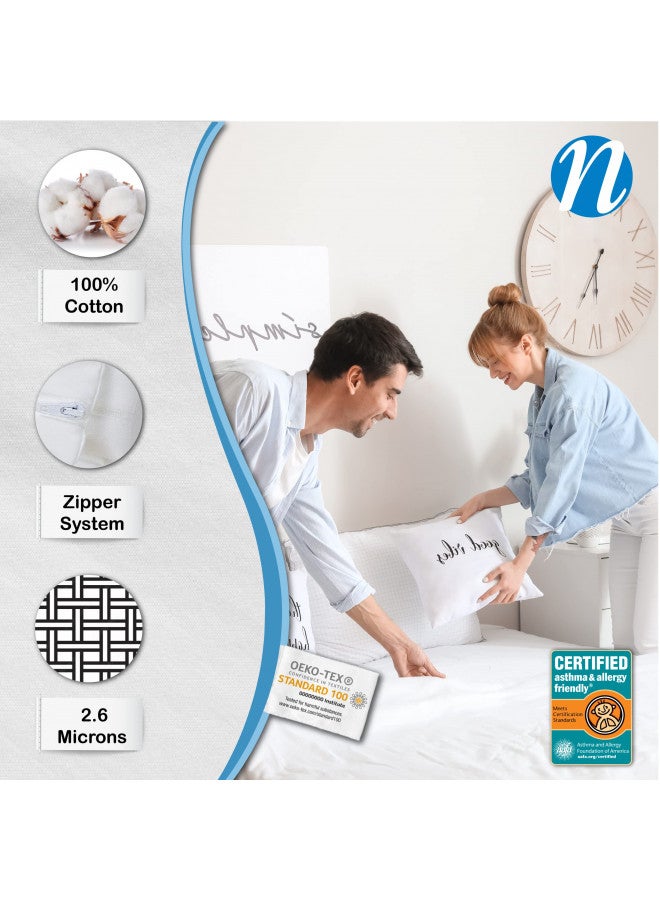 National Allergy National Allergy Superior 100% Cotton California King Mattress Protector Zippered - 73" x 84" x 9" - Hypoallergenic Bed Encasement - Breathable Dust Proof Cover - Oeko-TEX Standard 100 Certified  - Image 2