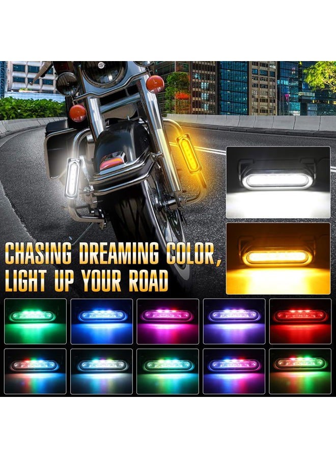 Opl5 Motorcycle Highway Bar Lights Switchback Driving Crash Led Turn Signal Dream Atmosphere For 1-1/4 Inch Touring Bikes (Silver) - Image 2