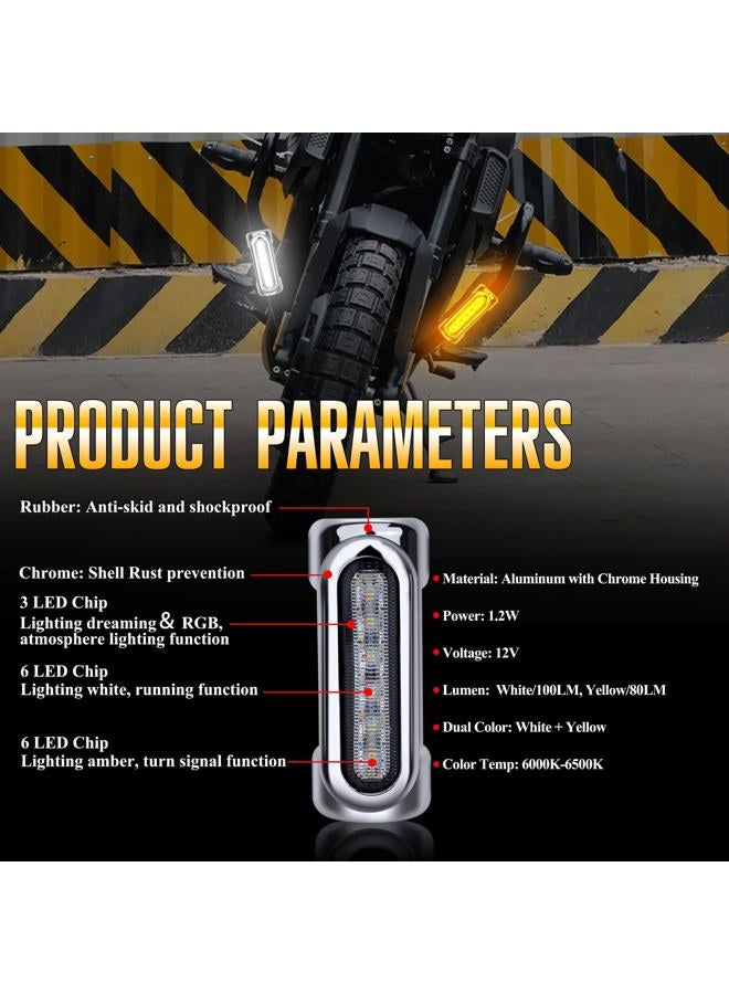 Opl5 Motorcycle Highway Bar Lights Switchback Driving Crash Led Turn Signal Dream Atmosphere For 1-1/4 Inch Touring Bikes (Silver) - Image 5