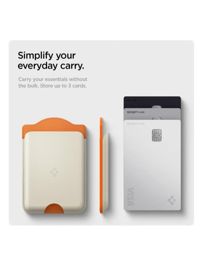 Spigen - Nano Pop (MagFit) MagSafe Wallet Card Holder [3 Cards] for Samsung Galaxy S25 series with Magnetic Case only and MagSafe compatible with iPhone 16/15/14/13/12 Models - Orange Beige - Image 1
